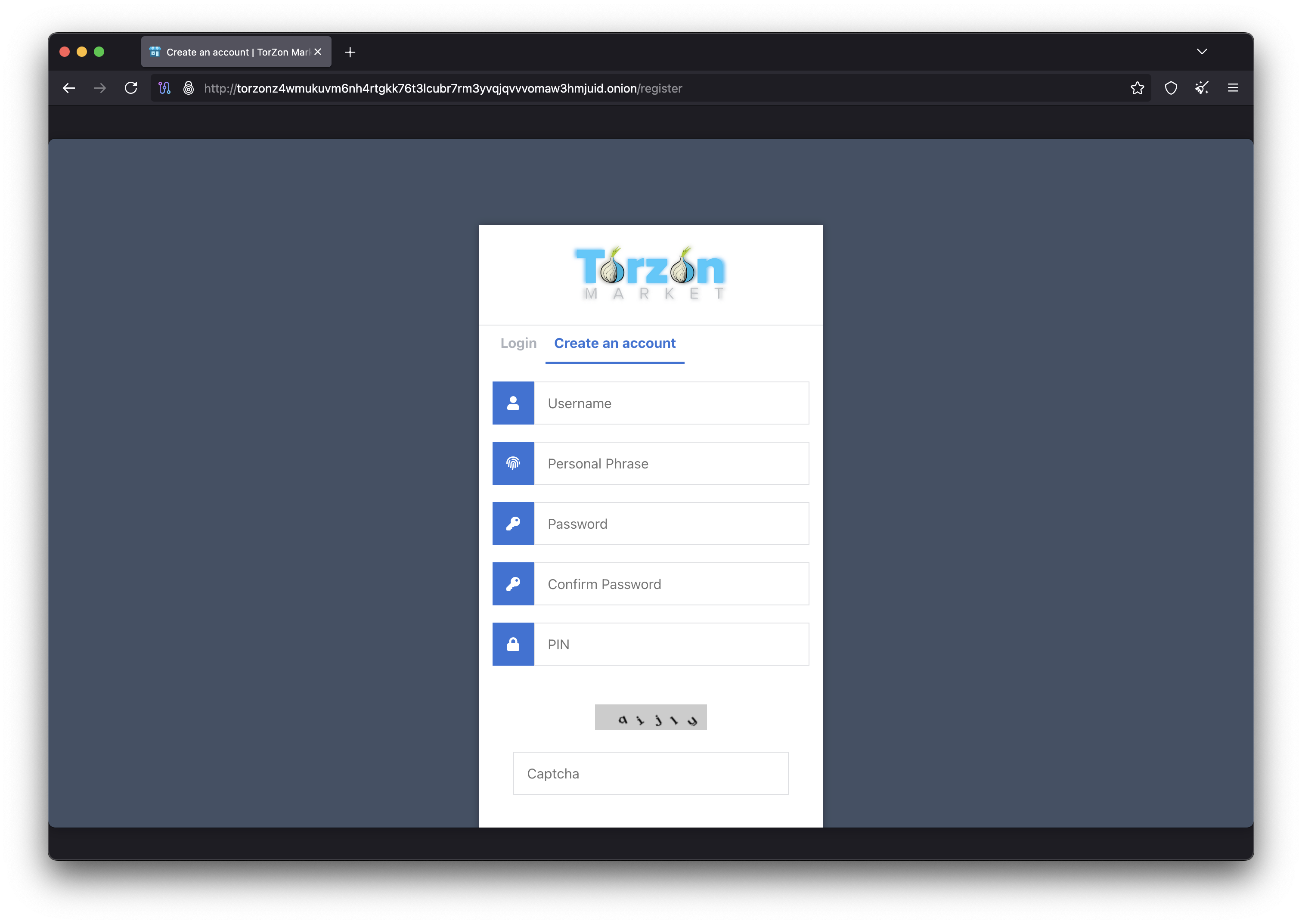 Torzon Market Registration - Secure account creation